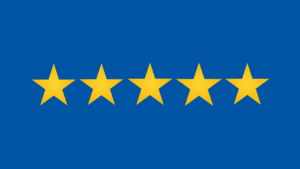 5 yellow stars on blue background