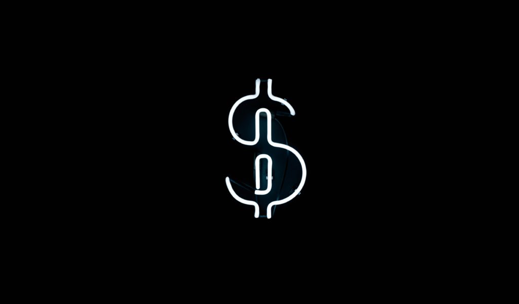 dollar sign drawing on black background