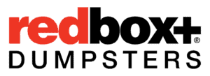 rectangular image of stylized text saying redbox+ dumpsters